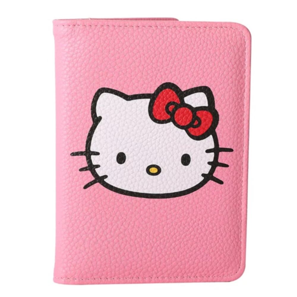 Hello Kitty Pink Pebbled Passport Holder Wallet Case Travel ID Cover Kawaii New